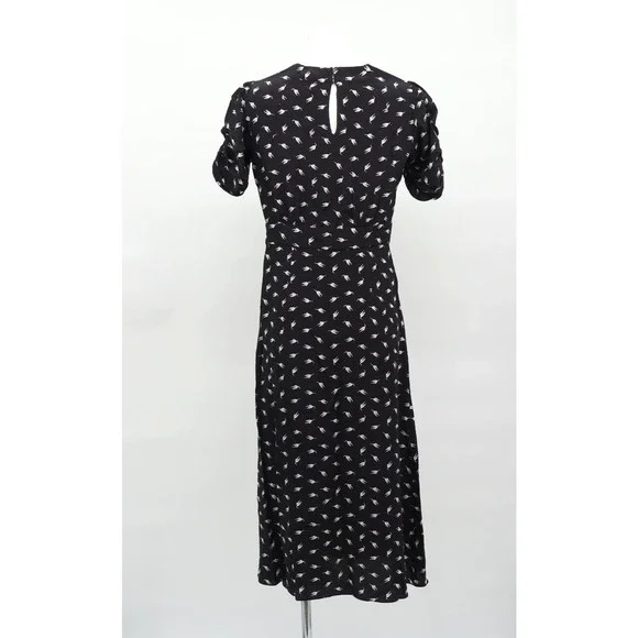 Miu Miu Women's 2016 Midi Length Black Silk Dress Cat Print Sz 38 / S - Picture 2 of 11